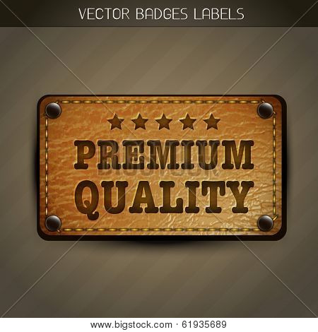 vector leather style premium quality label
