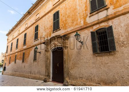 Ciutadella Menorca Major street in Ciudadela at Balearic islands