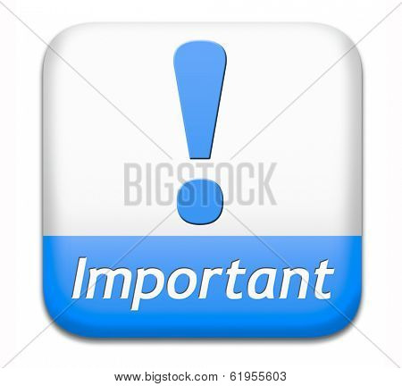 important information very crucial message essential and critical info button or icon