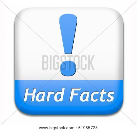hard facts or proof, scientific proven fact button or icon