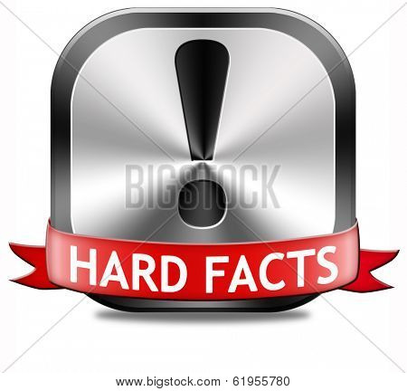 hard facts or proof, scientific proven fact button or icon
