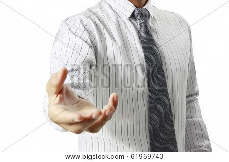 Open palm hand gesture of male hand