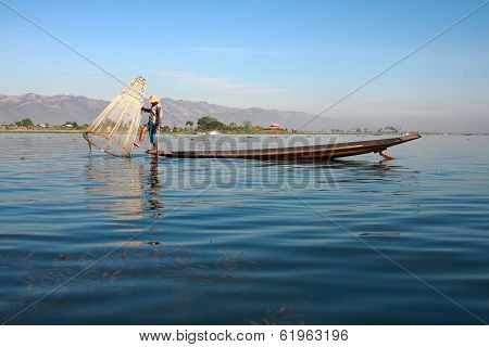 Fisherman Catches Fish For Food