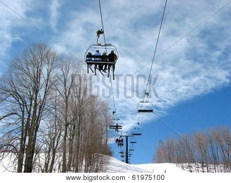 Ski chairlift on a bright day
