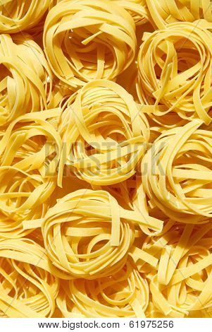 Dry pasta tagliatelli nests