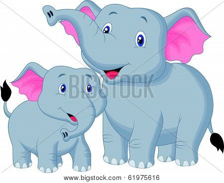 Mother and baby elephant cartoon