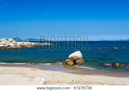 Tropical White Sand Beach With Stone