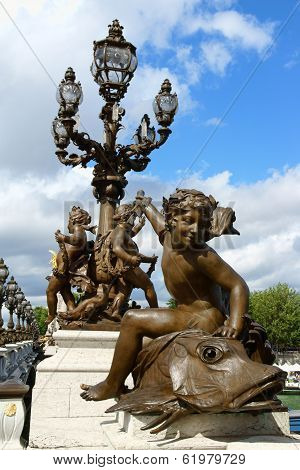 Pont Alexandre III Detail In Paris.