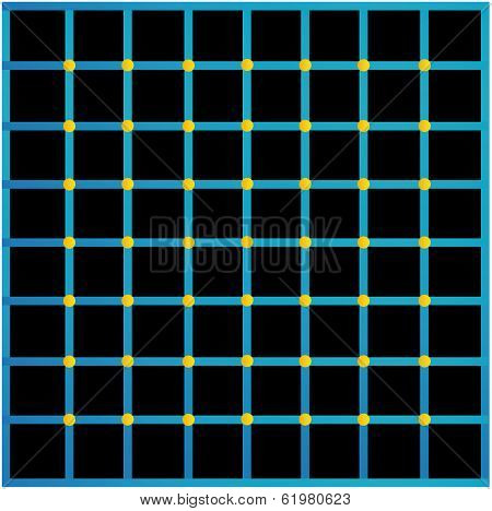 Optical illusion with yellow dots