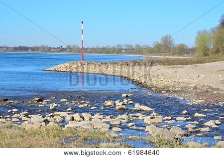 Rhine Near Dusseldorf With Groynes