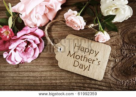 Mothers Day Card With Rustic Roses