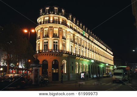 Illuminated building in Paris France at night