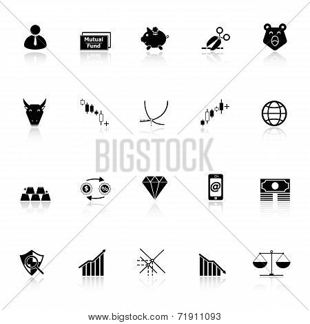 Stock Market Icons With Reflect On White Background