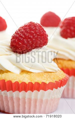 cupcakes with raspberry's on top