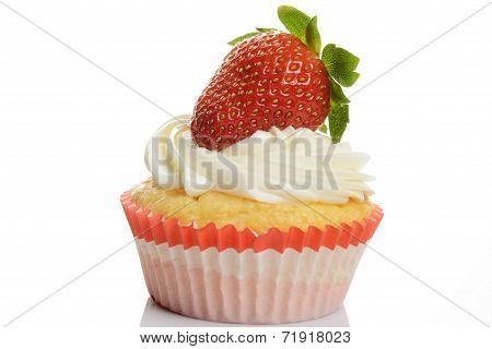 cupcake with strawberry on top