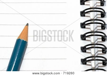 leeren Sie leere Ring, Spiral Notepad, blau bleistift