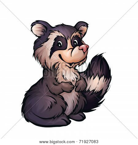 Vector illustration of raccoon in cartoon style