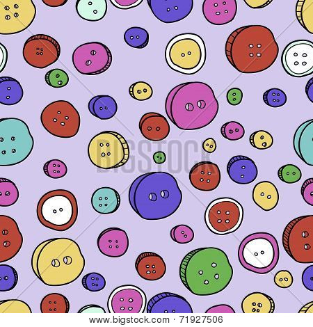Seamless pattern. Button doodle in color