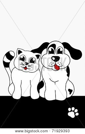 cat and dog cartoon drawing