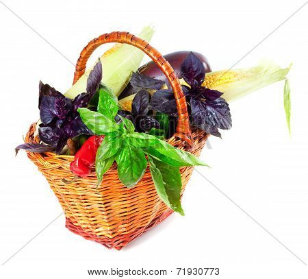 Vegetables In Wicker Basket