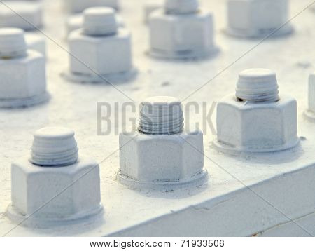 Closeup of big bolt and nut