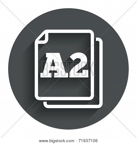 Paper size A2 standard icon. Document symbol.