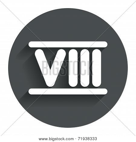 Roman numeral eight icon. Roman number eight sign.