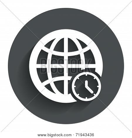 World time sign icon. Universal time symbol.