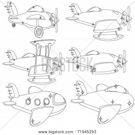 A Set of Different Planes Contour. Vector.