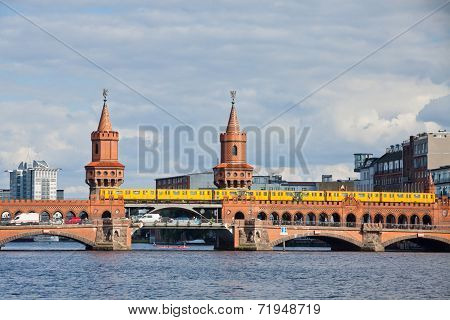 Oberbaumbrucke Bridge Across The Spree River In Berlin
