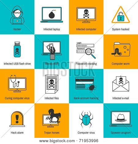 Hacker Icons Flat Line