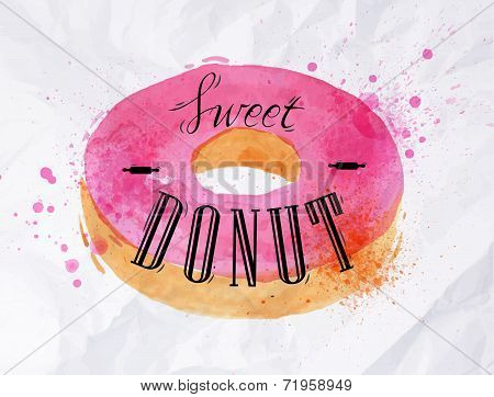 Donut watercolor poster