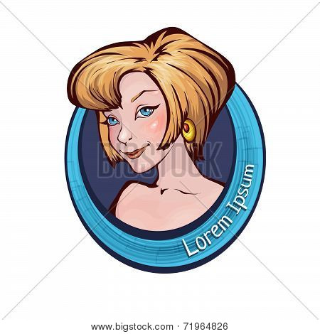 Vector illustration of woman in blue frame