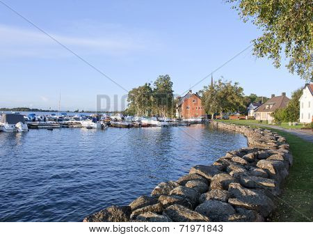 VADSTENA, SWEDEN ON SEPTEMBER 08. Harbor and boardwalk.
