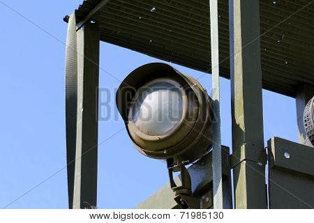 Projector on war watchtower