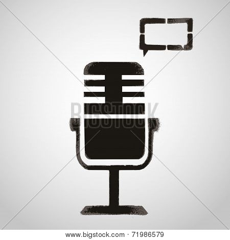 Icon microphone and speech bubble. Graffiti style