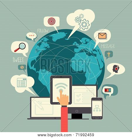 Social Media Globe sign and symbol vector illustration icon set. Easy editable for Your design.