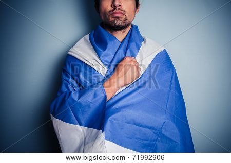 Scottish Nationalist Wearing The Saltire