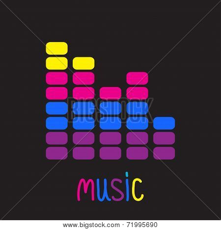 Colurful Digital Equalizer. Music Card.