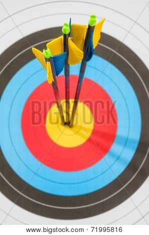 Target with three arrows in the center