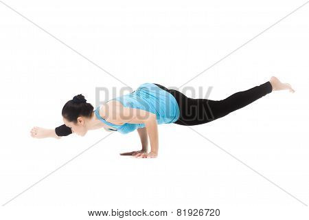 Yogi Female In Yoga Asana Koundinyasana