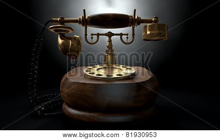 Vintage Telephone Dark Isolated