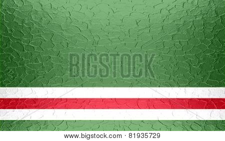 Chechen Republic of Ichkeria flag on metallic metal texture