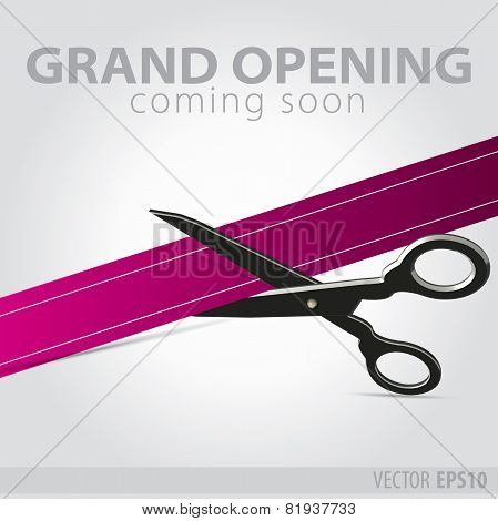 Shop Grand Opening - Cutting Purple Ribbon