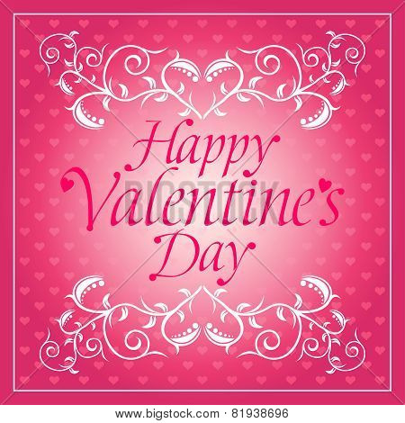 Pink Happy Valentines day background with flowers