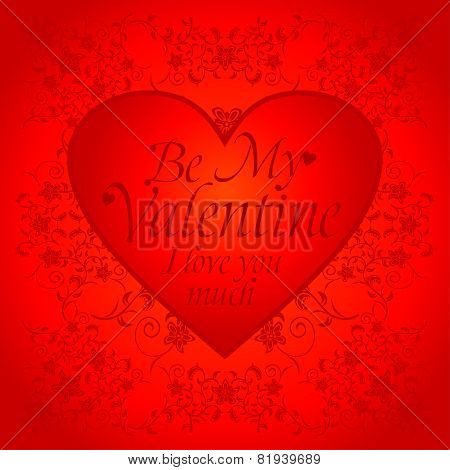 Red  Valentines Day Background With Big Heart