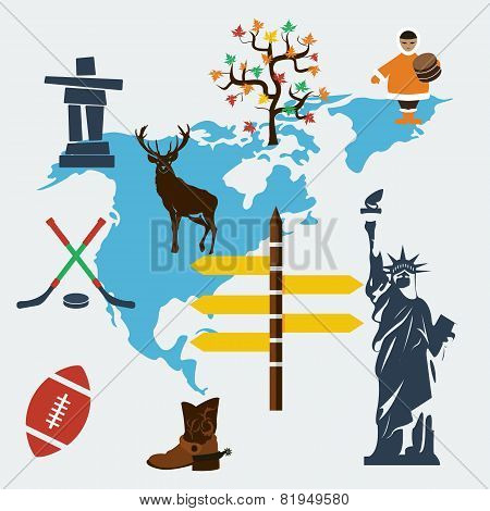 Vector north america travel flat