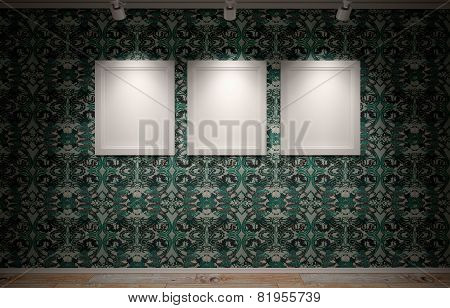 3d blanks frames on the wall in the room