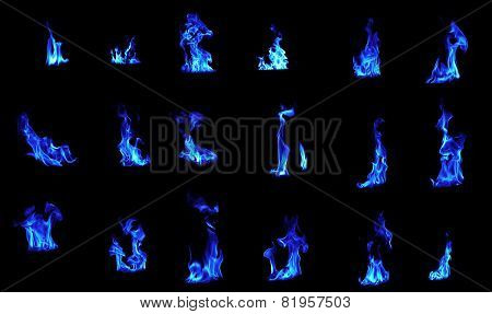 Flame Compilation On White Background