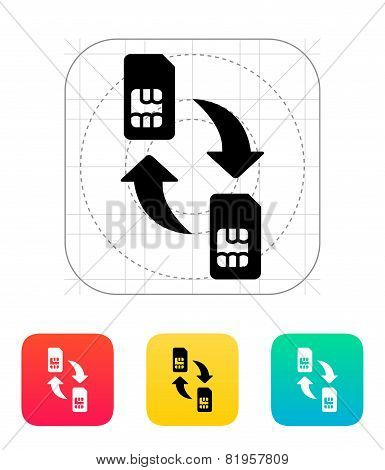 Replacement and exchange SIM cards icon.